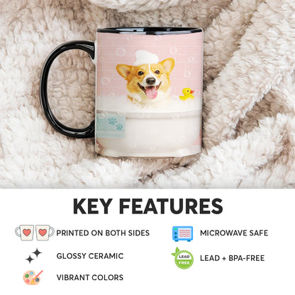 Custom Photo Dog In Bath Mug Gift For Dog Lovers