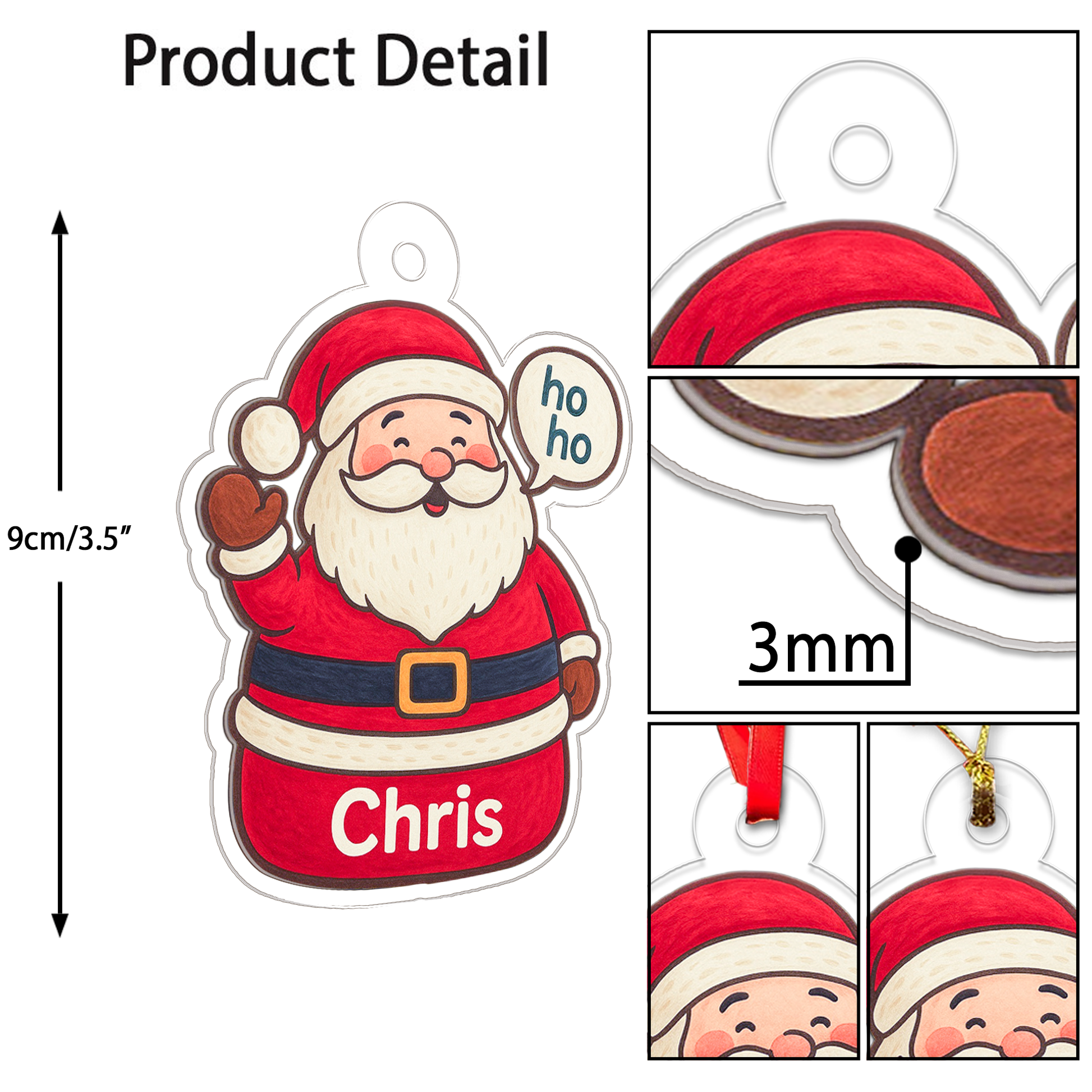 Personalized Santa Claus Christmas Ornament, Personalized Santa Ornament, Merry Christmas Decor, Perfect Holiday Gift