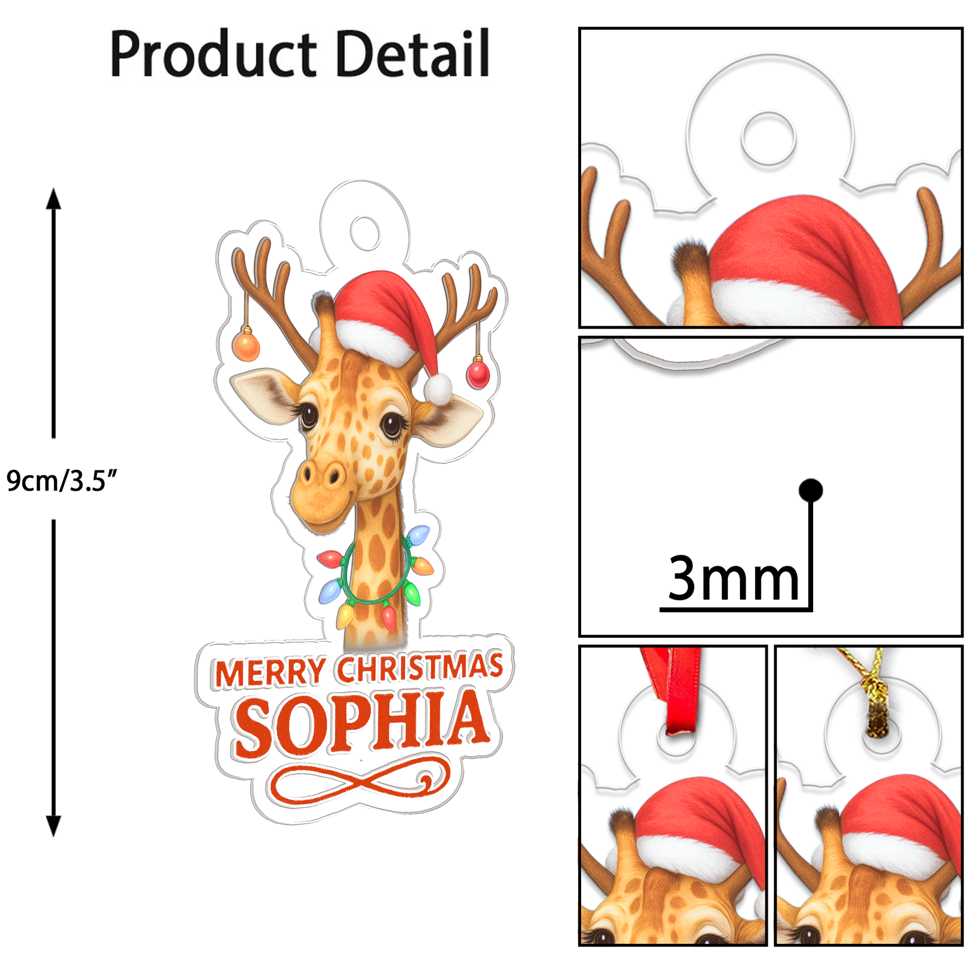 Custom Name Giraffe Merry Christmas2