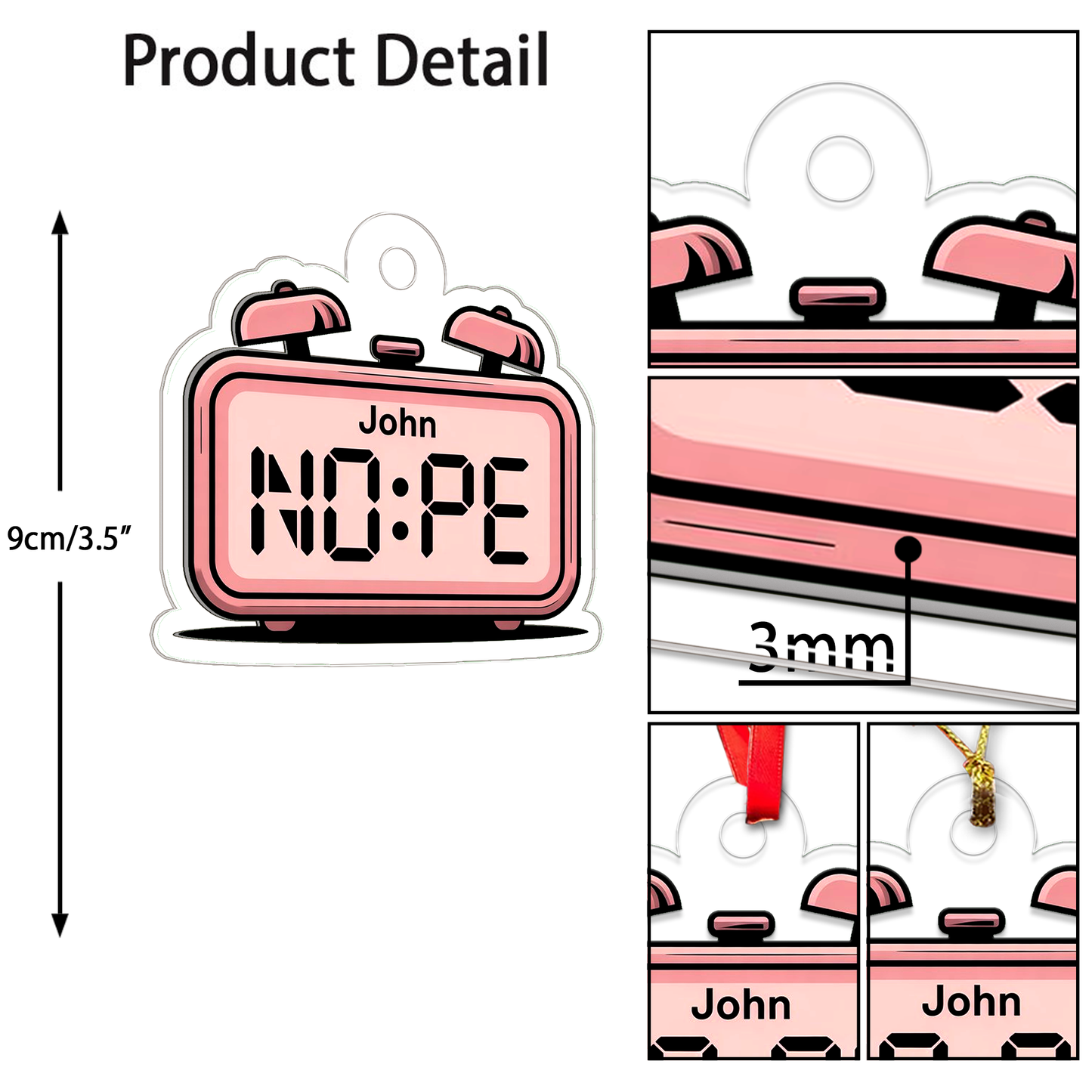 Personalized Nope Alarm Clock Ornament, Christmas Decor, Christmas Tree Decoration, Funny Ornament, Gift For Friends
