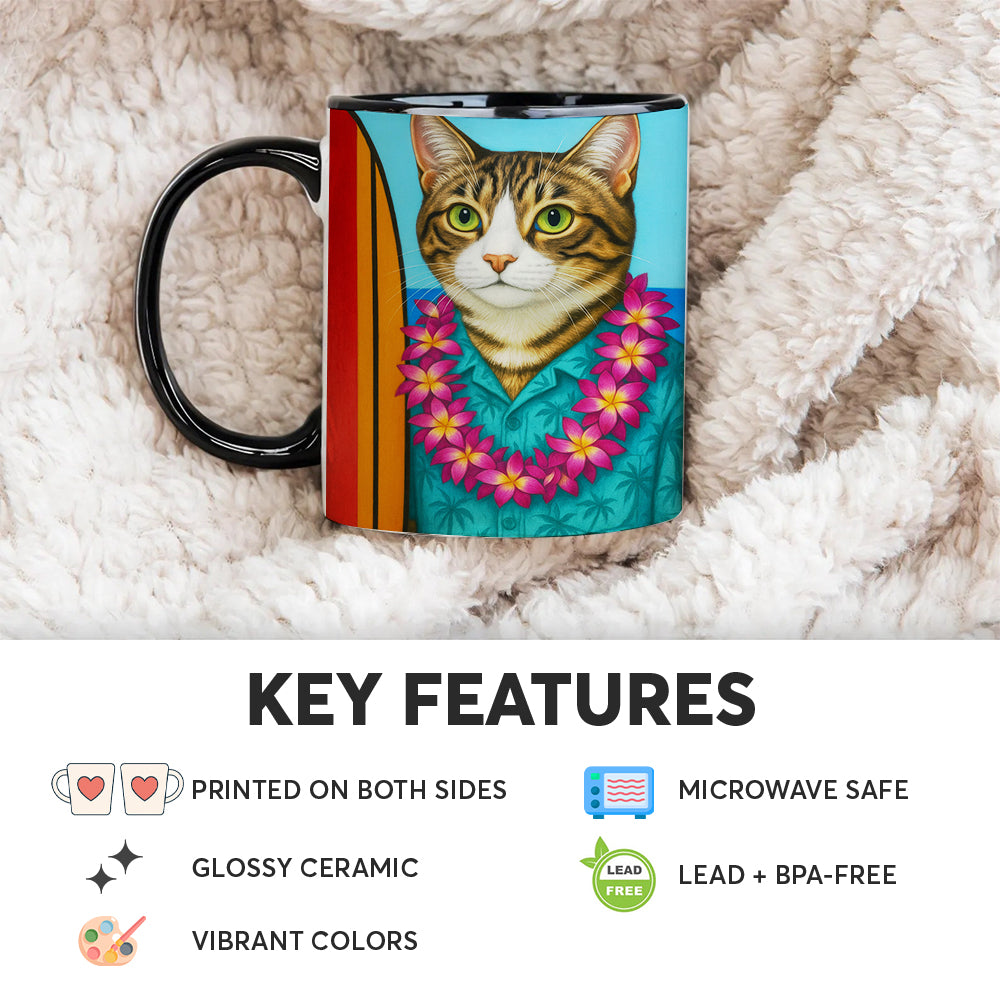Custom Photo Surfer Cat MugGift For Cat Lovers