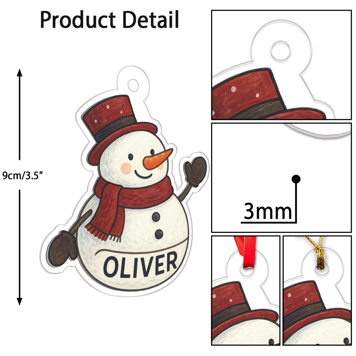 Personalized Snowman Ornament, Holiday Snowman Ornament, Snowman Decor, Gift for Family and Kids, Personalized Family Christmas Ornament
