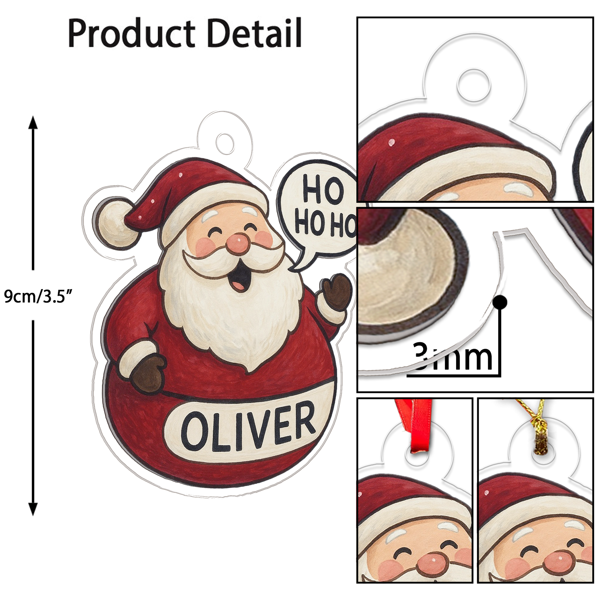 Personalized Santa Claus Ho Ho Ho Christmas Ornament, Personalized Santa Ornament, Merry Christmas Decor, Perfect Holiday Gift