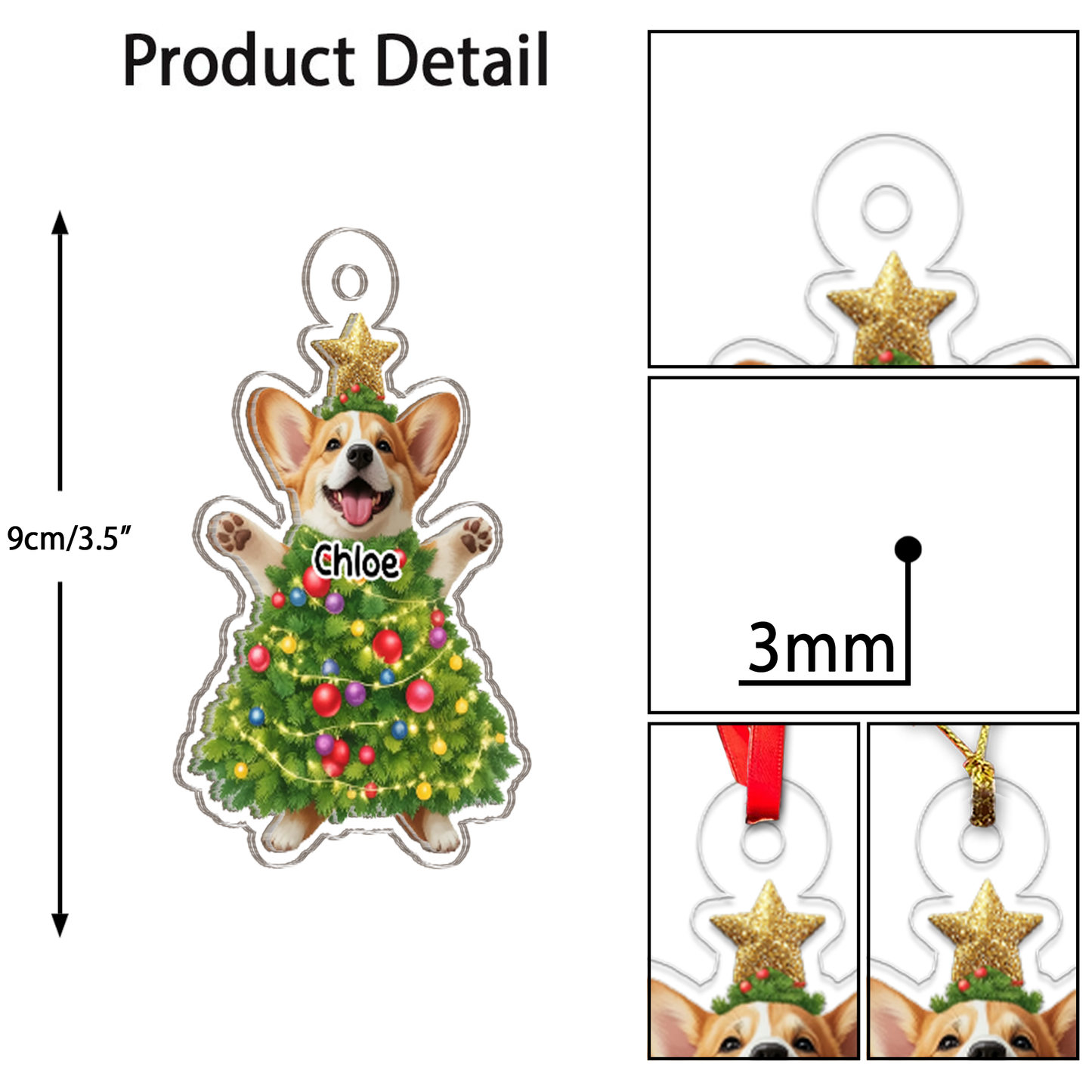 Custom Photo And Name Dog Xmas Tree