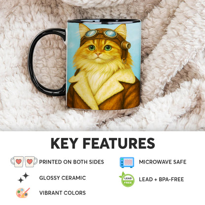 Custom Photo Portrait Pilot MugGift For Cat Lovers
