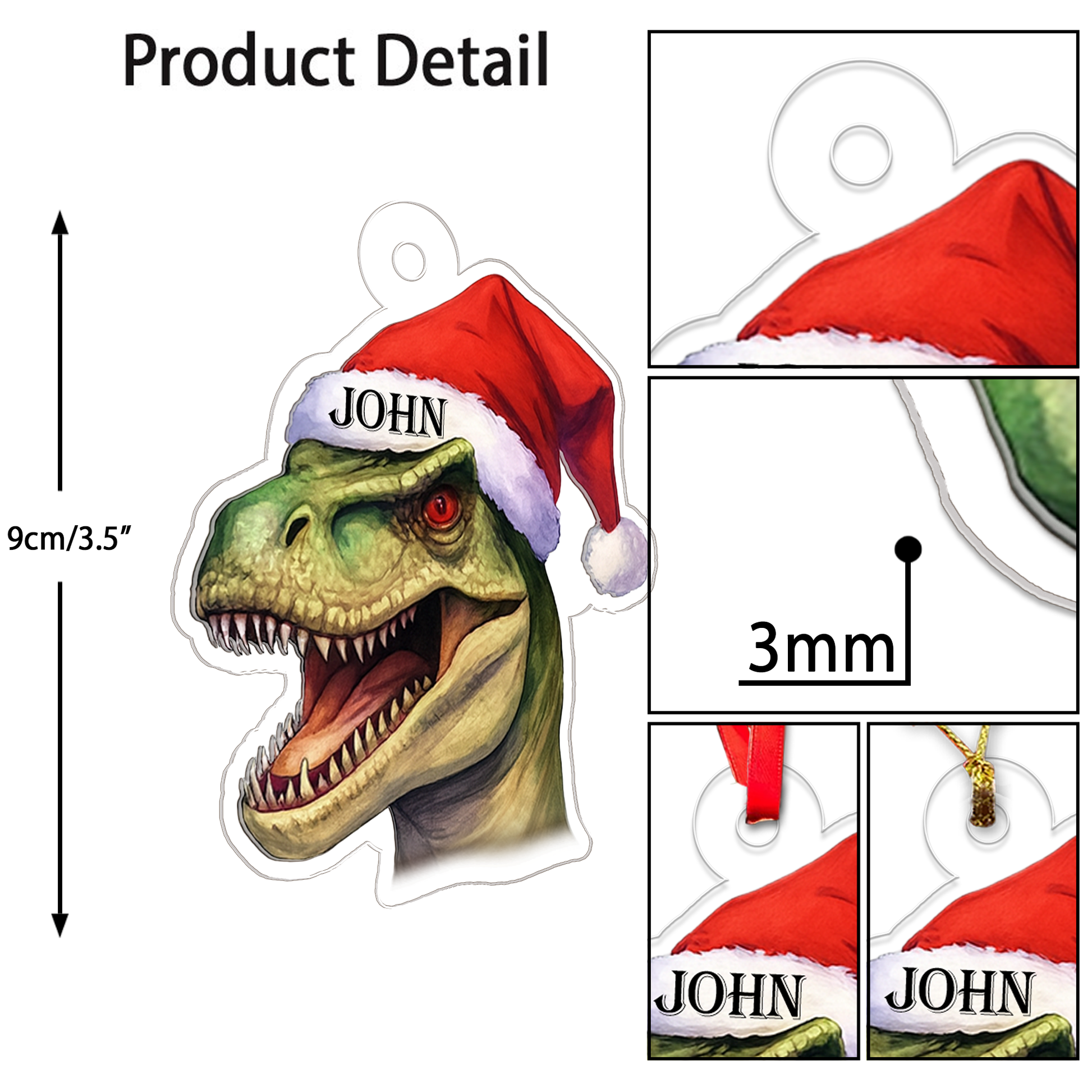 Custom Name Dinosaur Santa Xmas