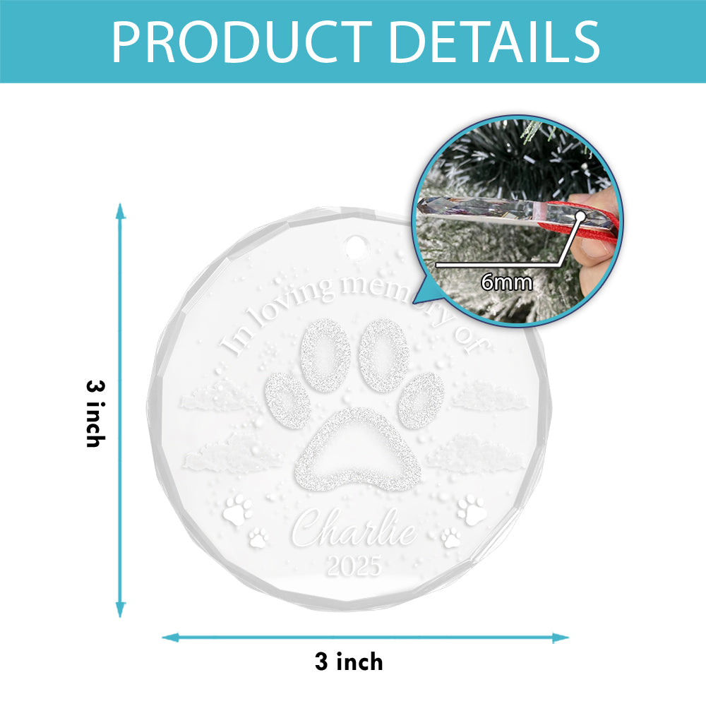 Personalize Pet Paw Glass Ornament 2