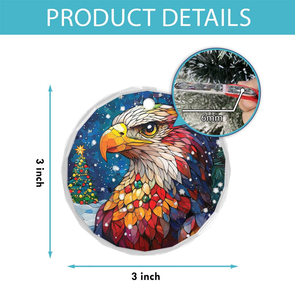 Beautiful Eagle Christmas Night Design 3 Glass Ornament
