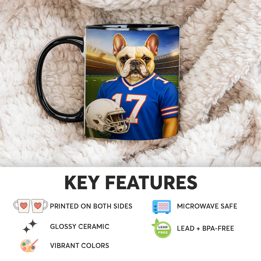Custom Dog Photo Football Style Mug _ Gift For Dog Lovers