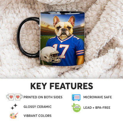 Custom Dog Photo Football Style Mug _ Gift For Dog Lovers