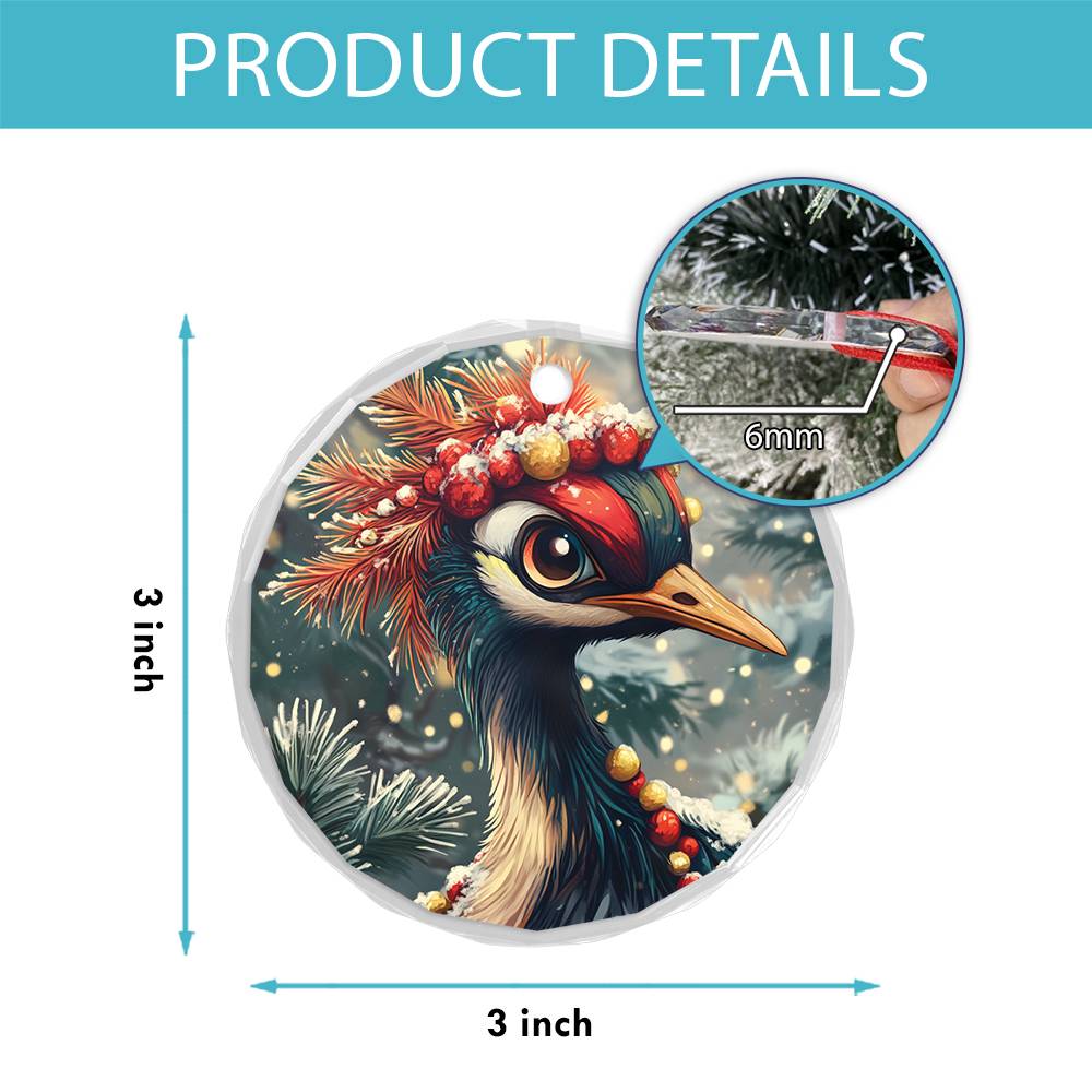 Beautiful Crane Christmas Night Design 1 Glass Ornament