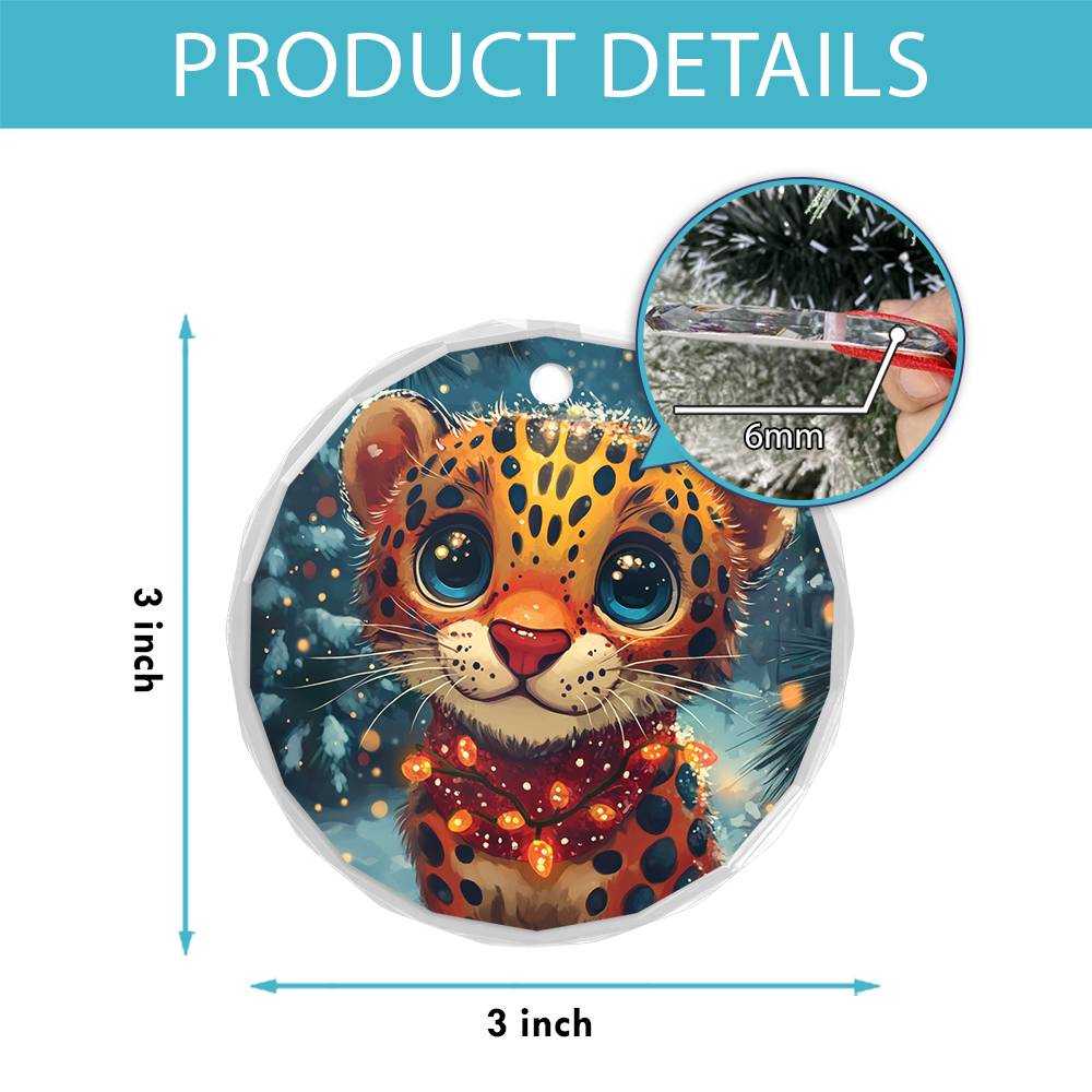 Beautiful Jaguar Christmas Night Design 3 Glass Ornament