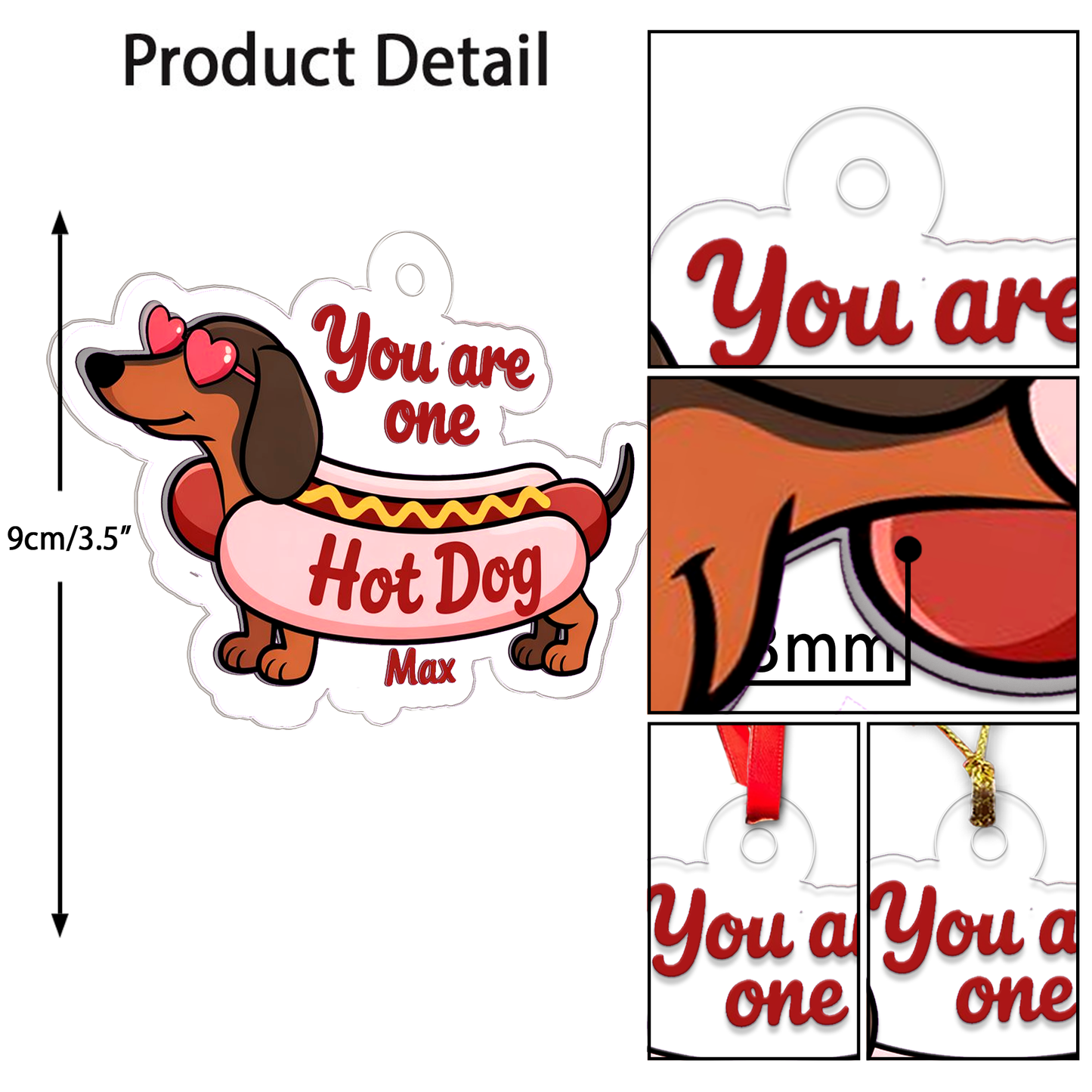 Personalized Funny Dachshund Hot Dog Ornament, Funny Hot Dog Gifts Ornament, Decoration for Dog Lovers, Ornament for Foodies