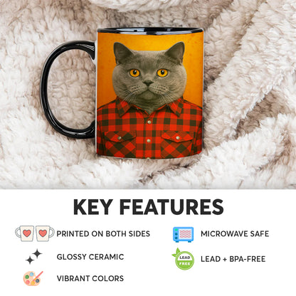 Custom Photo Cat In Red Shirt MugGift For Cat Lovers