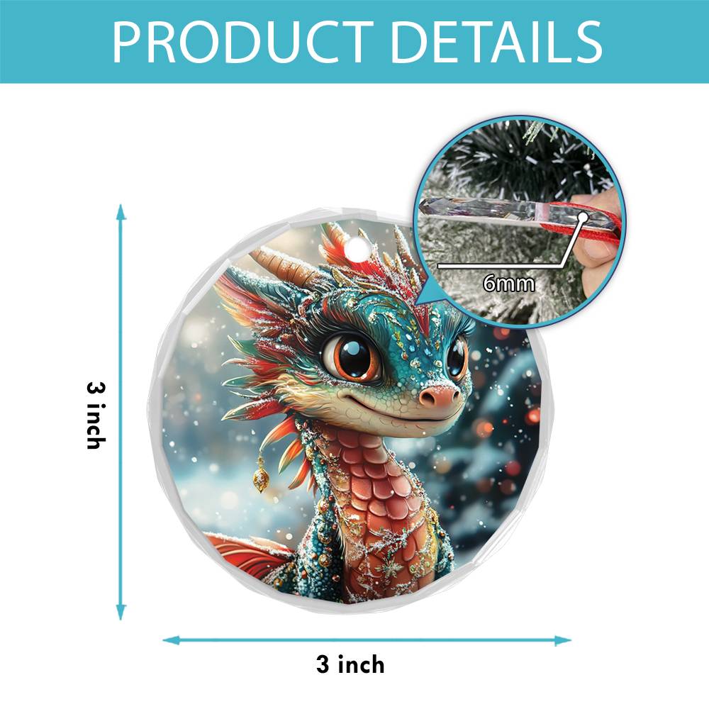 Beautiful Angus Dragon Christmas Night Design 2 Glass Ornament