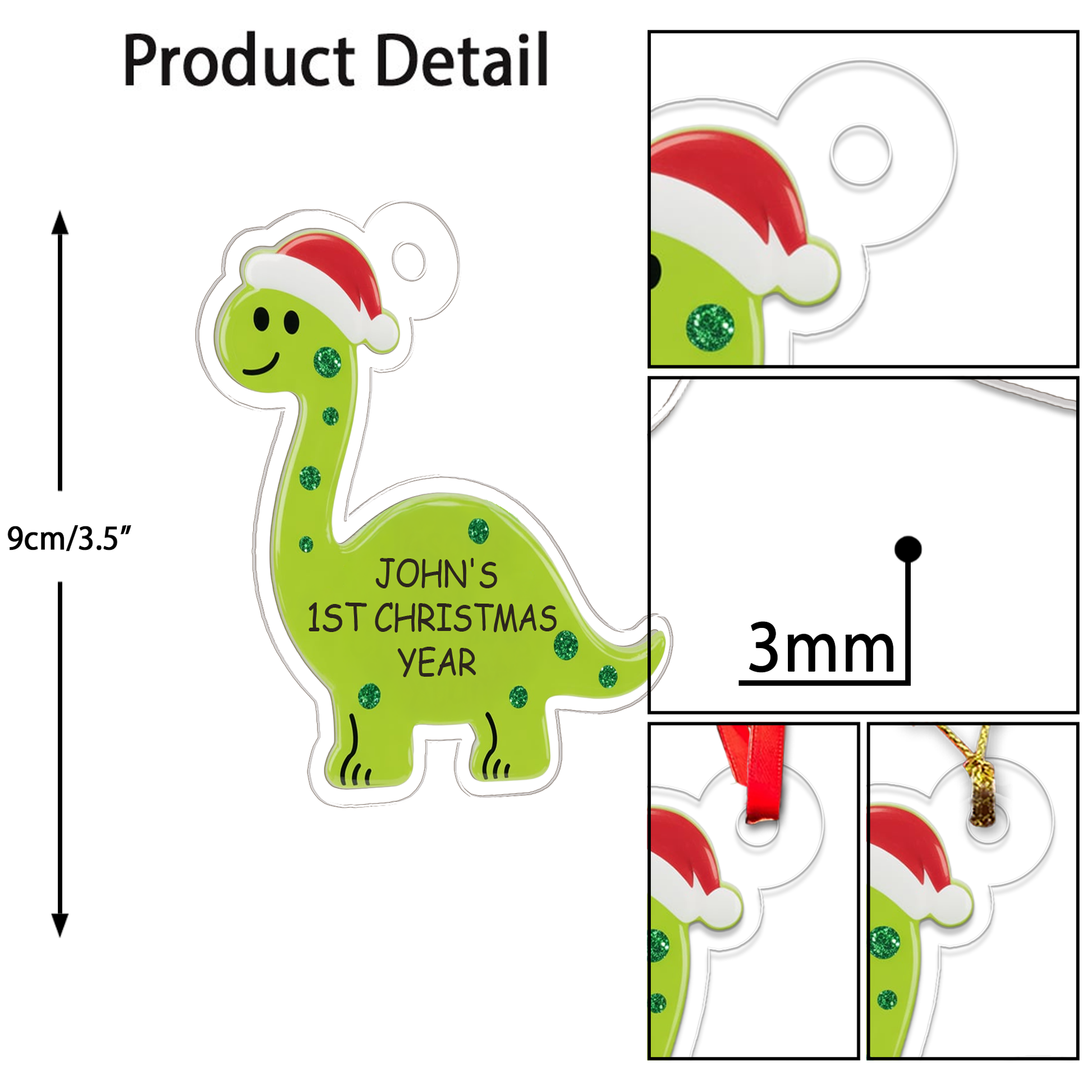 Personalized Dinosaur Baby's 1st Christmas Ornament, Christmas Decor, Baby's First Christmas Ornament Dinosaur for Boy, Gift for Baby Boy