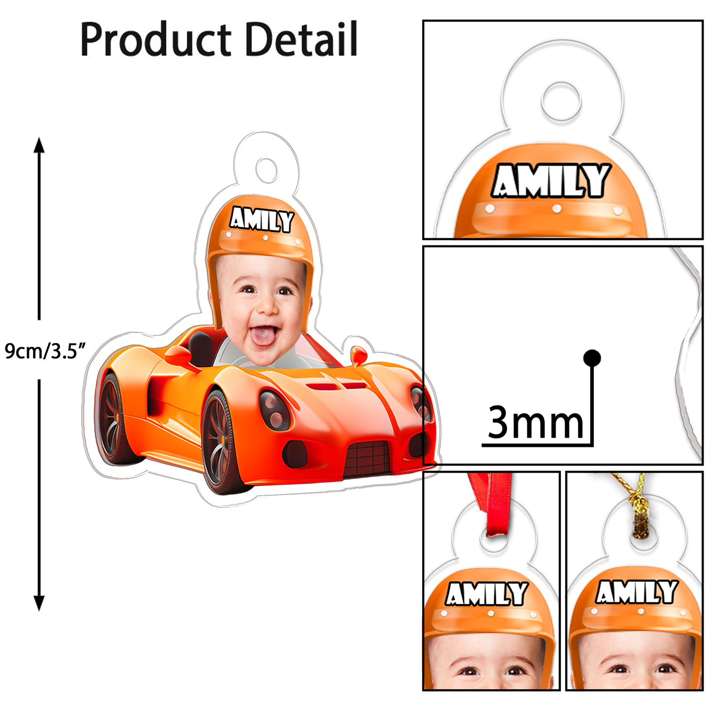 Custom Photo Baby With Car Xmas