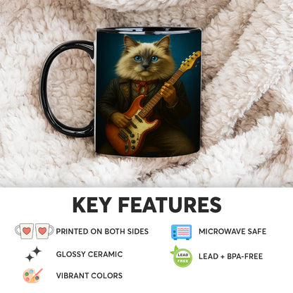 Custom Photo Cat Rock n Roll Mug Gift For Cat Lovers