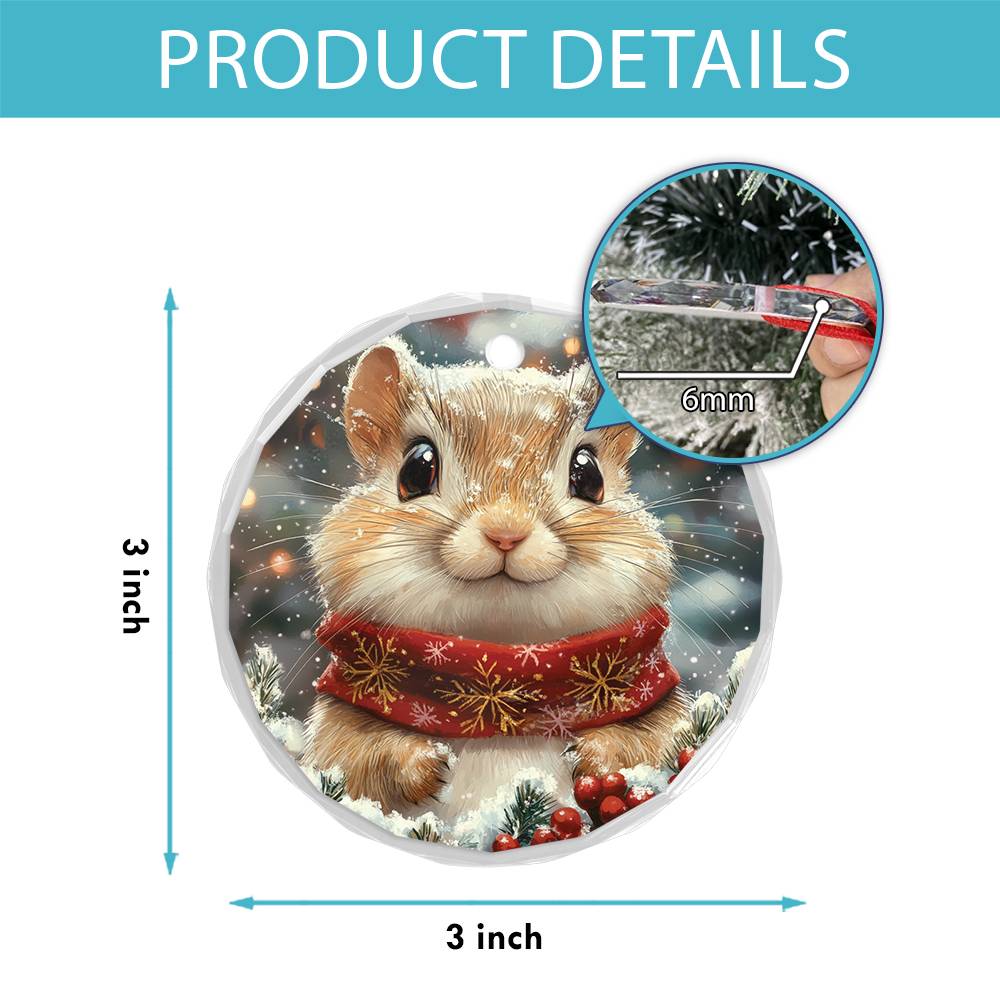 Beautiful Gerbil Christmas Night Design 1 Glass Ornament