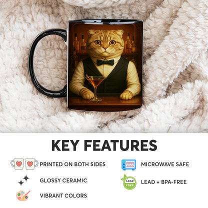Personalized Cat Portrait Bartender Mug
