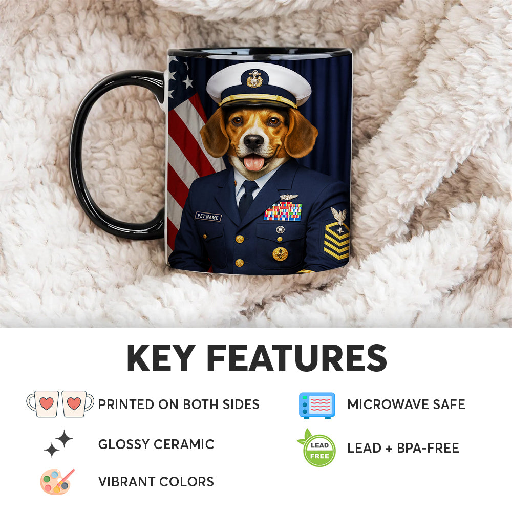 Custom Dog Photo Us Navy Mug _ Gift For Dog Lovers