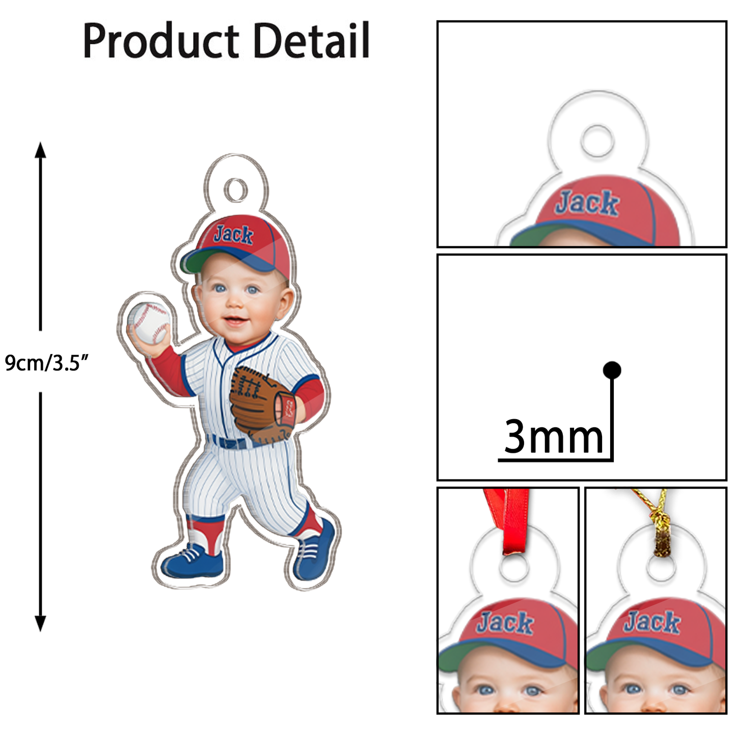Custom Photo Baby Baseball Ornament, Personalized Baby Baseball Keepsake, Engraved Baseball Gift, Custom Photo Gift