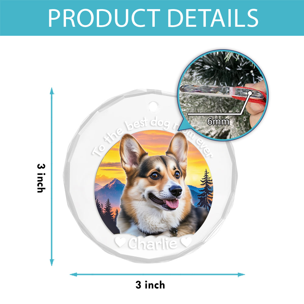 Custom Photo To the Best Pet Parent Ever – Round Glass Ornament