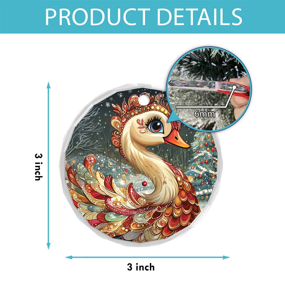 Beautiful Swan Christmas Night Design 1 Glass Ornament