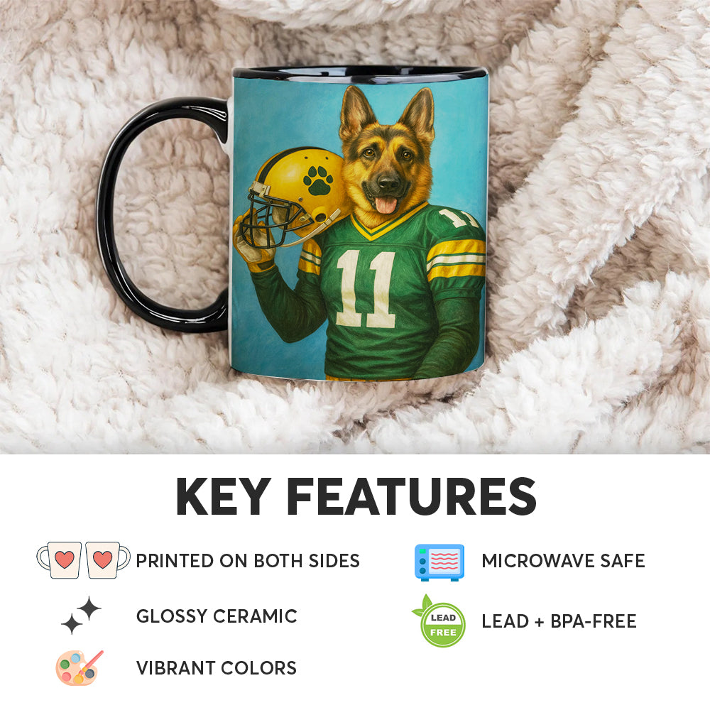 Custom Dog Photo Football Player Mug