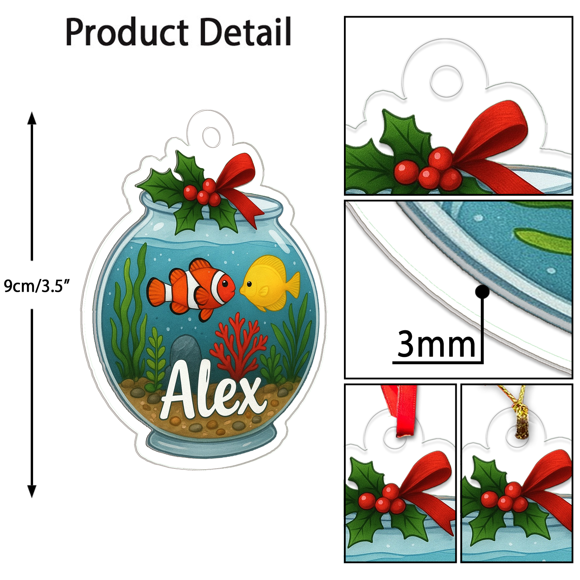 Personalized Fish Tank Christmas Ornament, Custom Aquarium Christmas Ornament, Custom Name Christmas Tree Ornament, Love Fish Ornament