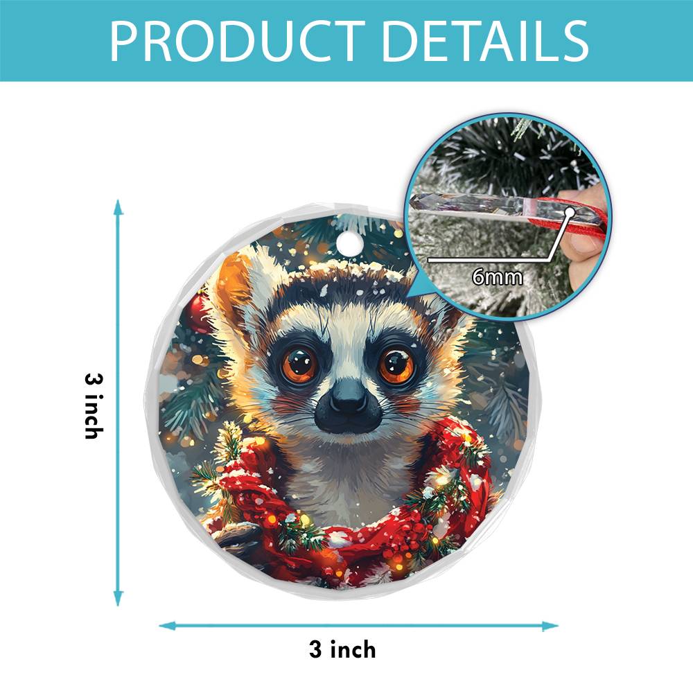 Beautiful Angus Lemur Christmas Night Design 1 Glass Ornament