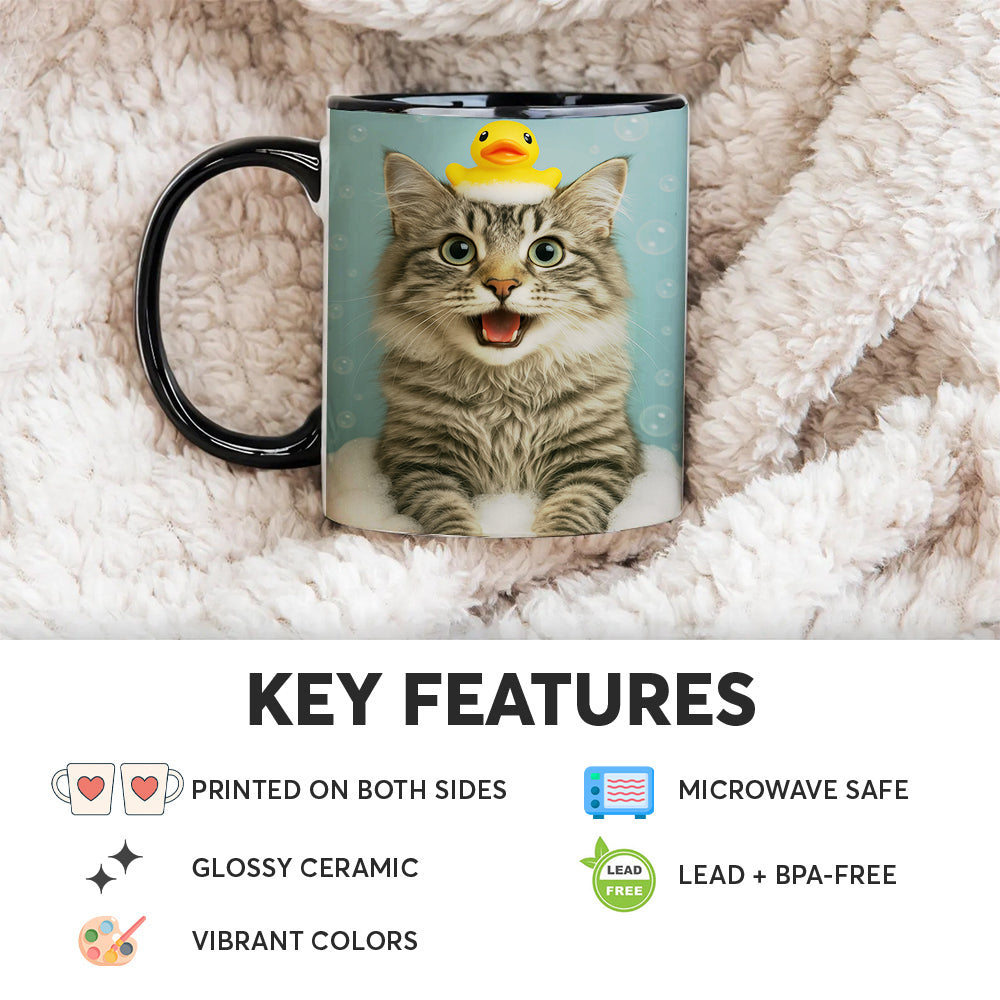 Custom Photo Cat In Bathtub With Duck Toy Mug
