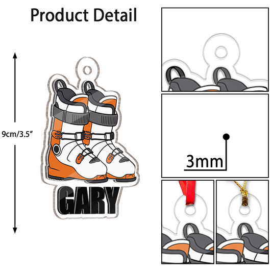 Custom Name Ski Boots Christmas Ornament 2 Acrylic Ornament Christmas Gift