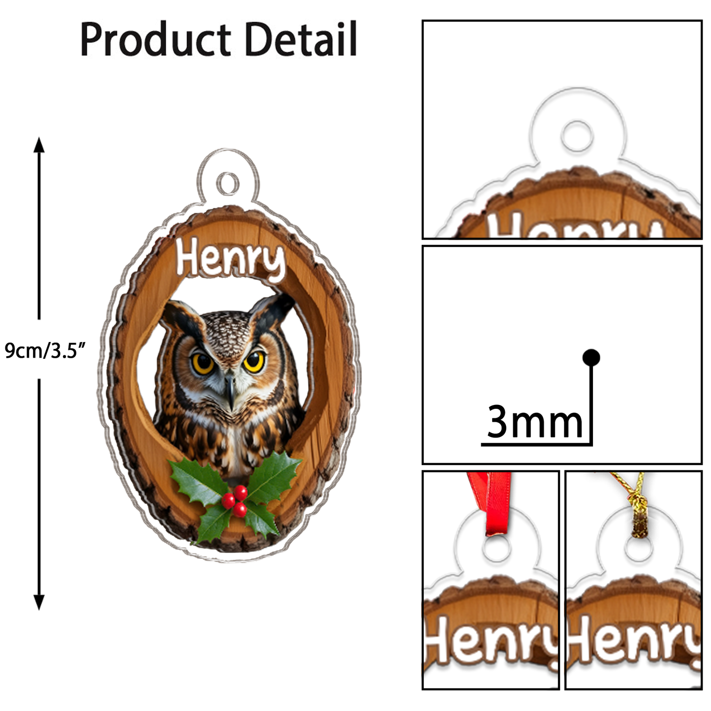 Custom Name Owl Ornament for Animal Lovers Gift