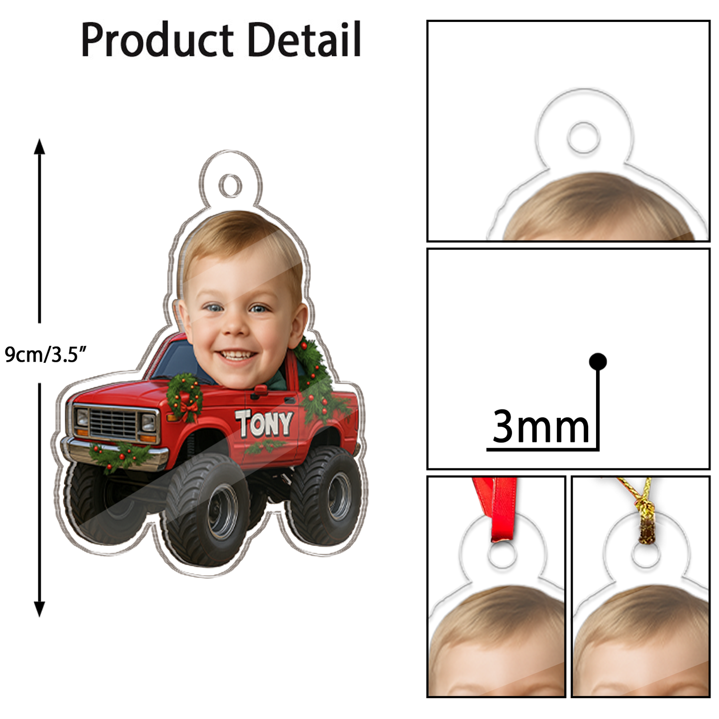 Custom Photo Drive Truck Car Acrylic Ornament, Funny Christmas Ornament, Custom Face Picture Ornament, Christmas Tree Decor