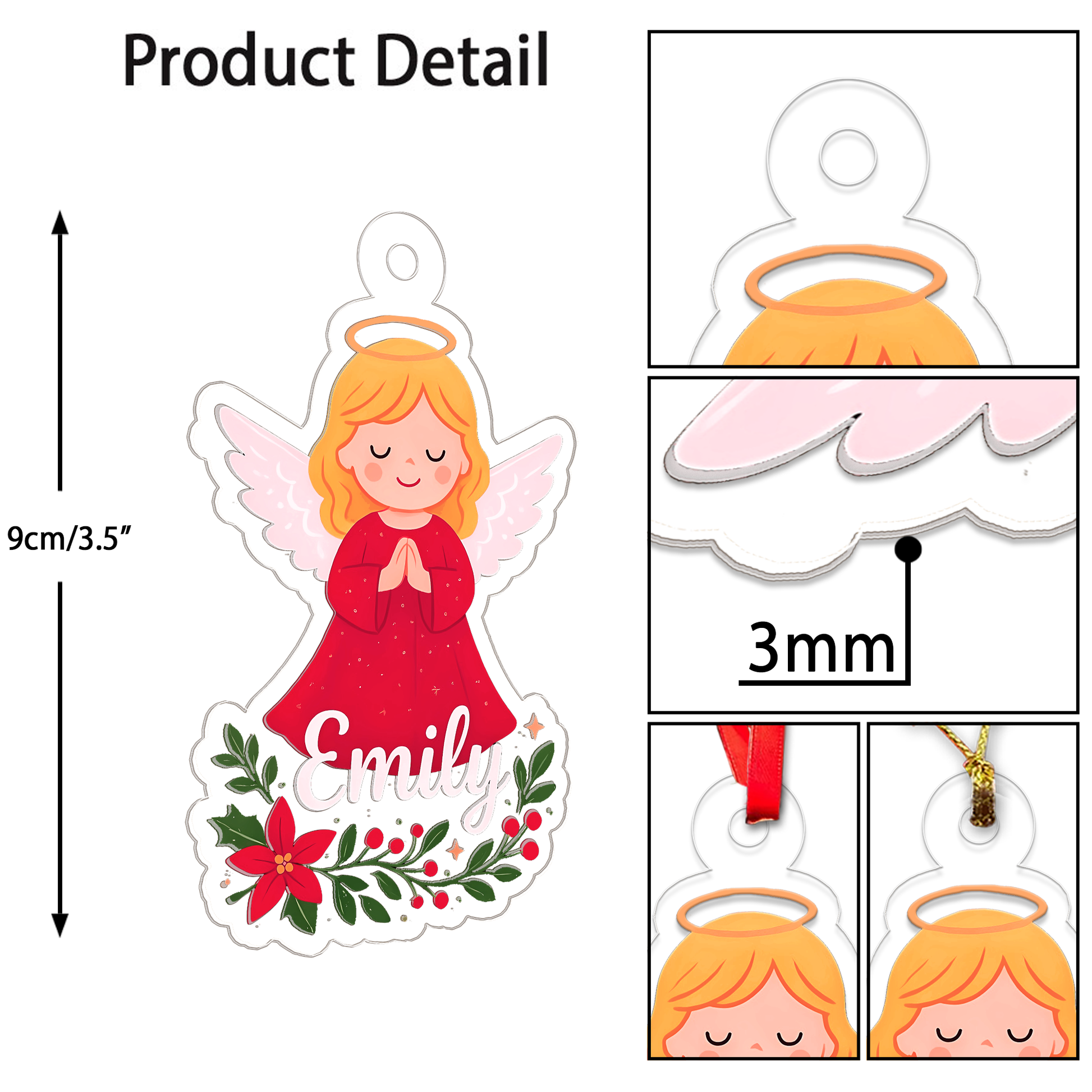 Personized Christmas Angel Ornament, Custom Name Christmas Ornament, Baptism Gift, Nativity Ornament, Christmas Home Decor, Xmas Gift