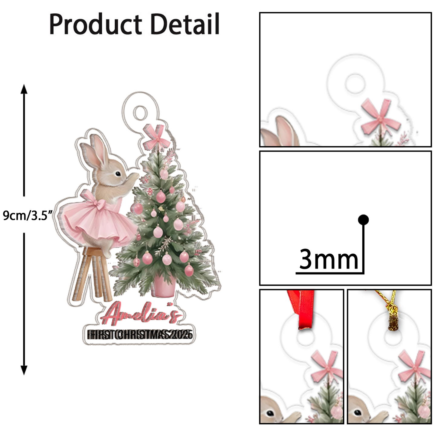 Custom Name Baby Rabbit First Xmas