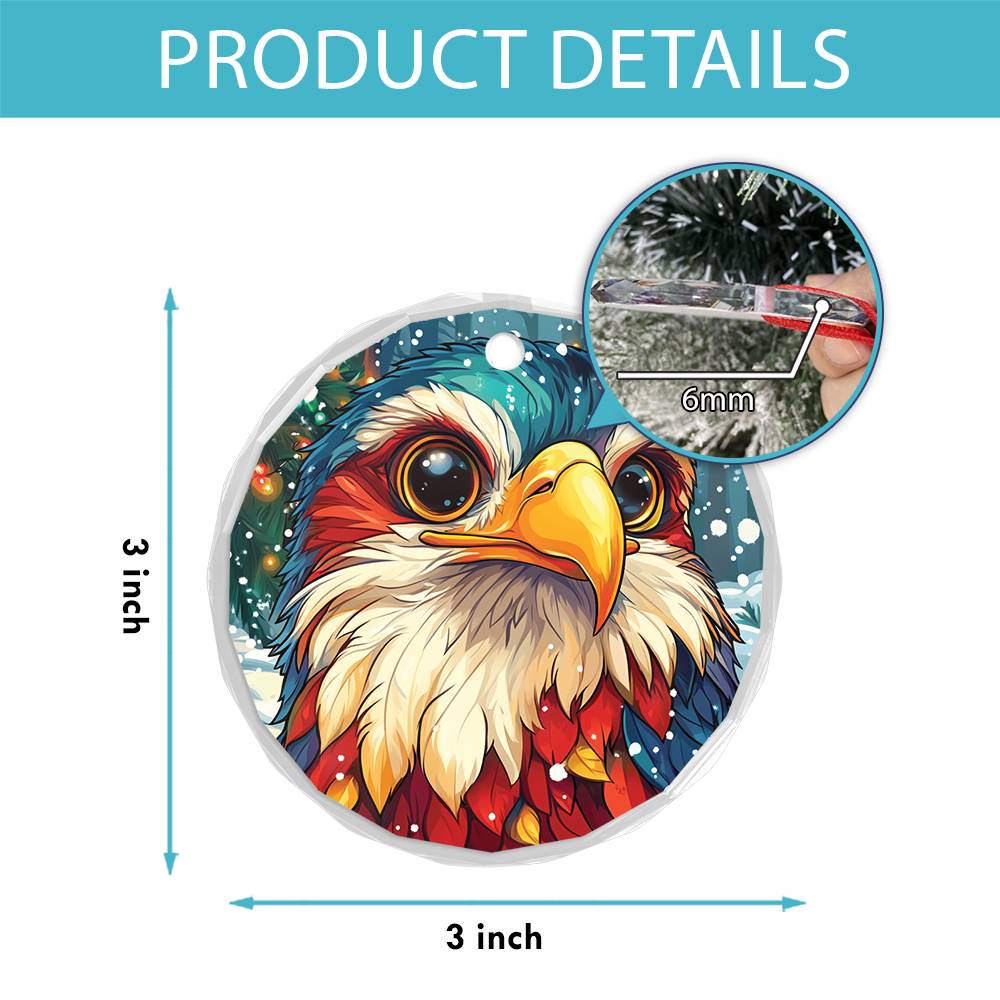 Beautiful Eagle Christmas Night Design 1 Glass Ornament