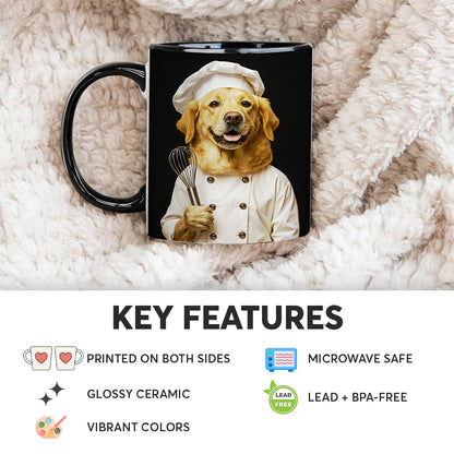 Custom Photo Dog Chef Mug _ Gift For Dog Lovers
