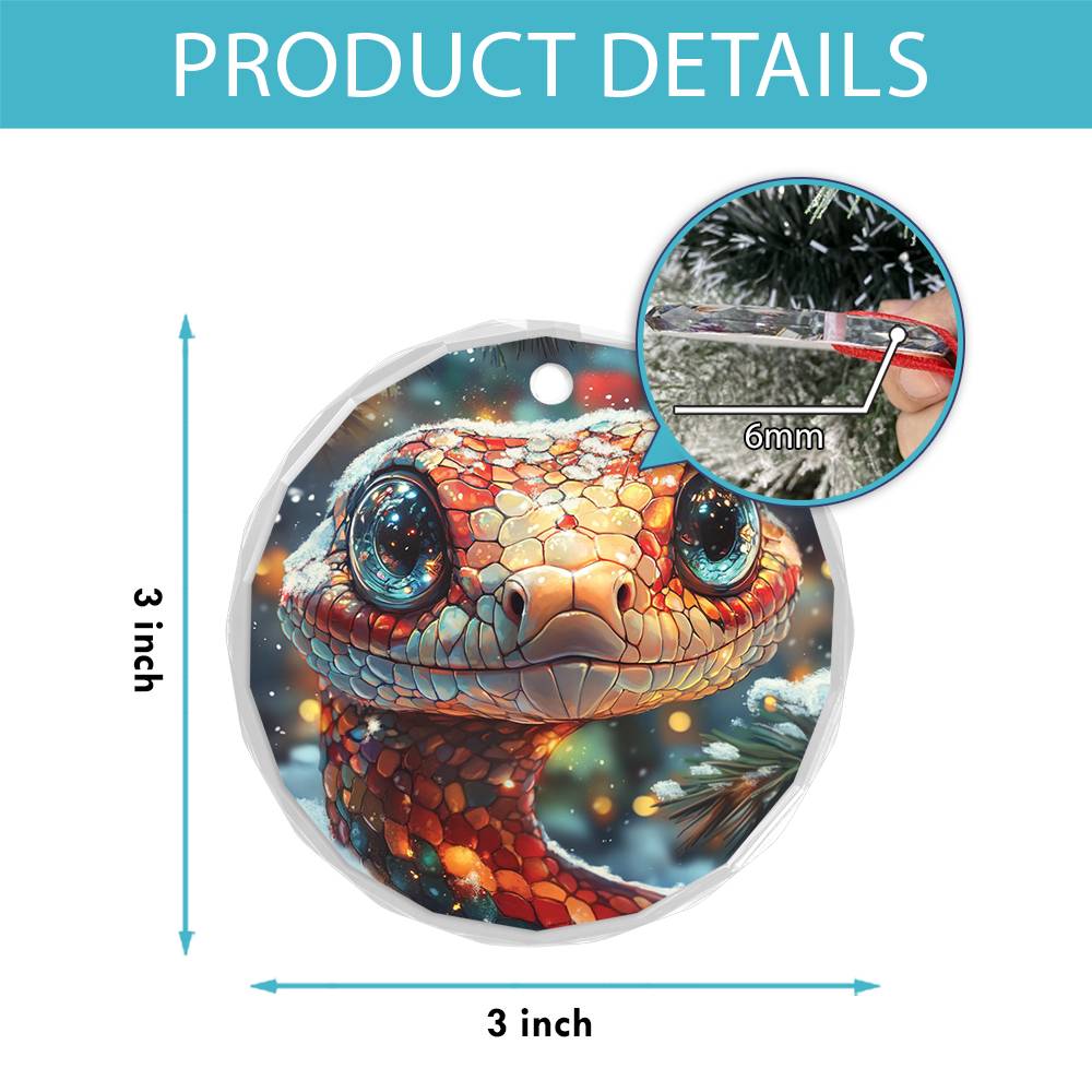 Beautiful Angus Snake Christmas Night Design 2 Glass Ornament