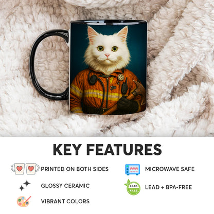 Custom Cat Photo Firefighter Mug _ Gift For Cat Lovers