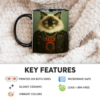 Custom Photo Rock n Roll Cat Mug_ Gift For Cat Lovers