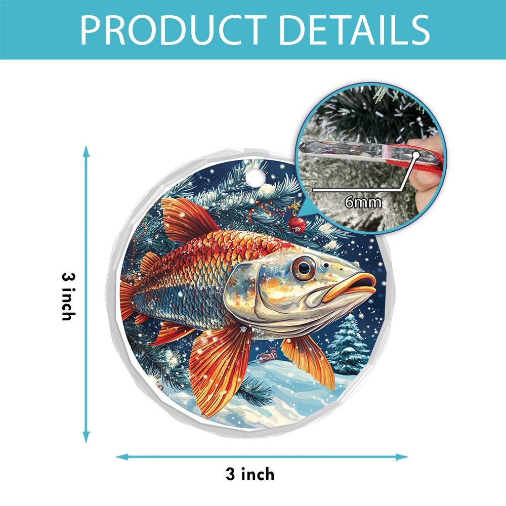 Beautiful Angus Tarpon Fish Christmas Night Design 1 Glass Ornament