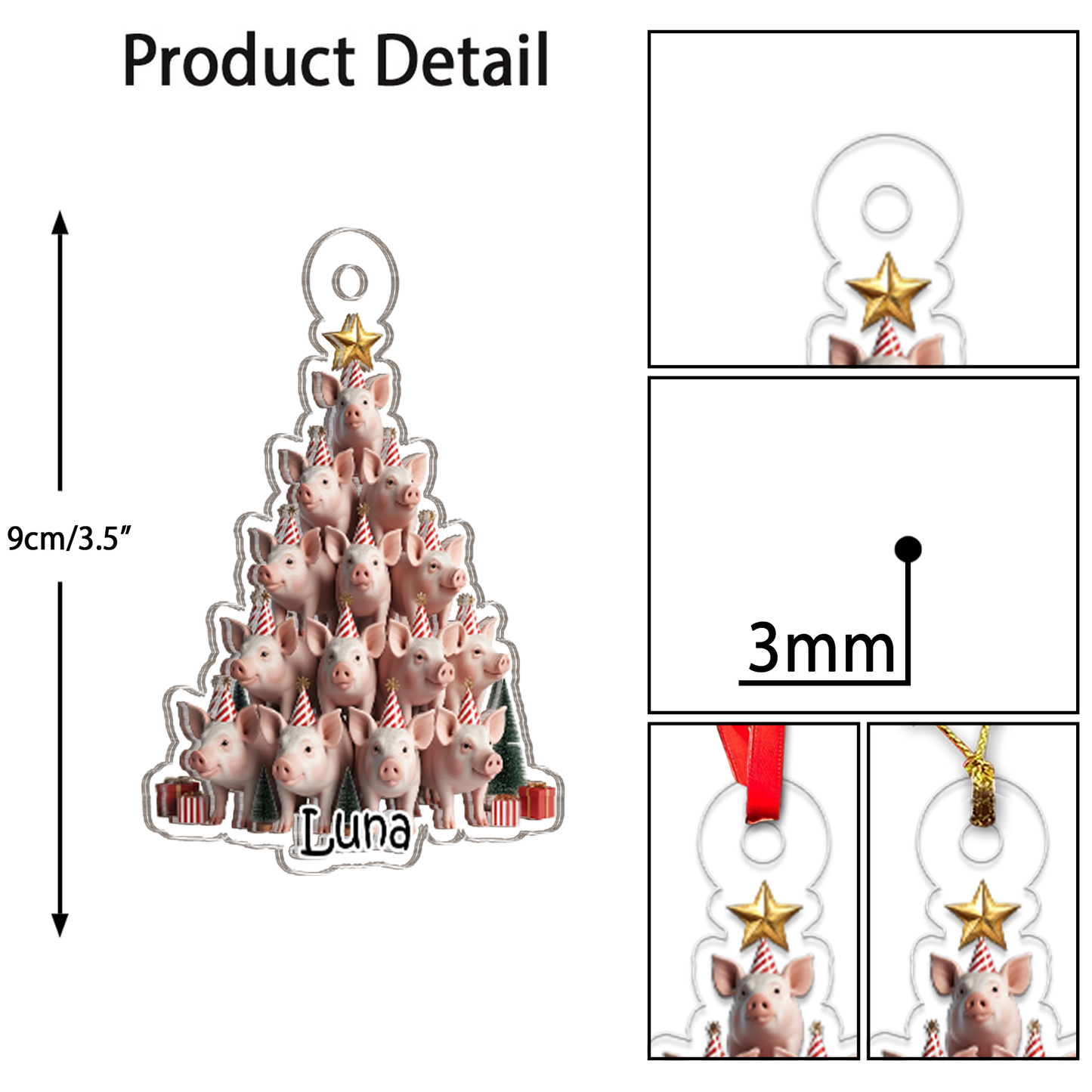 Custom Name Pig Xmas Tree