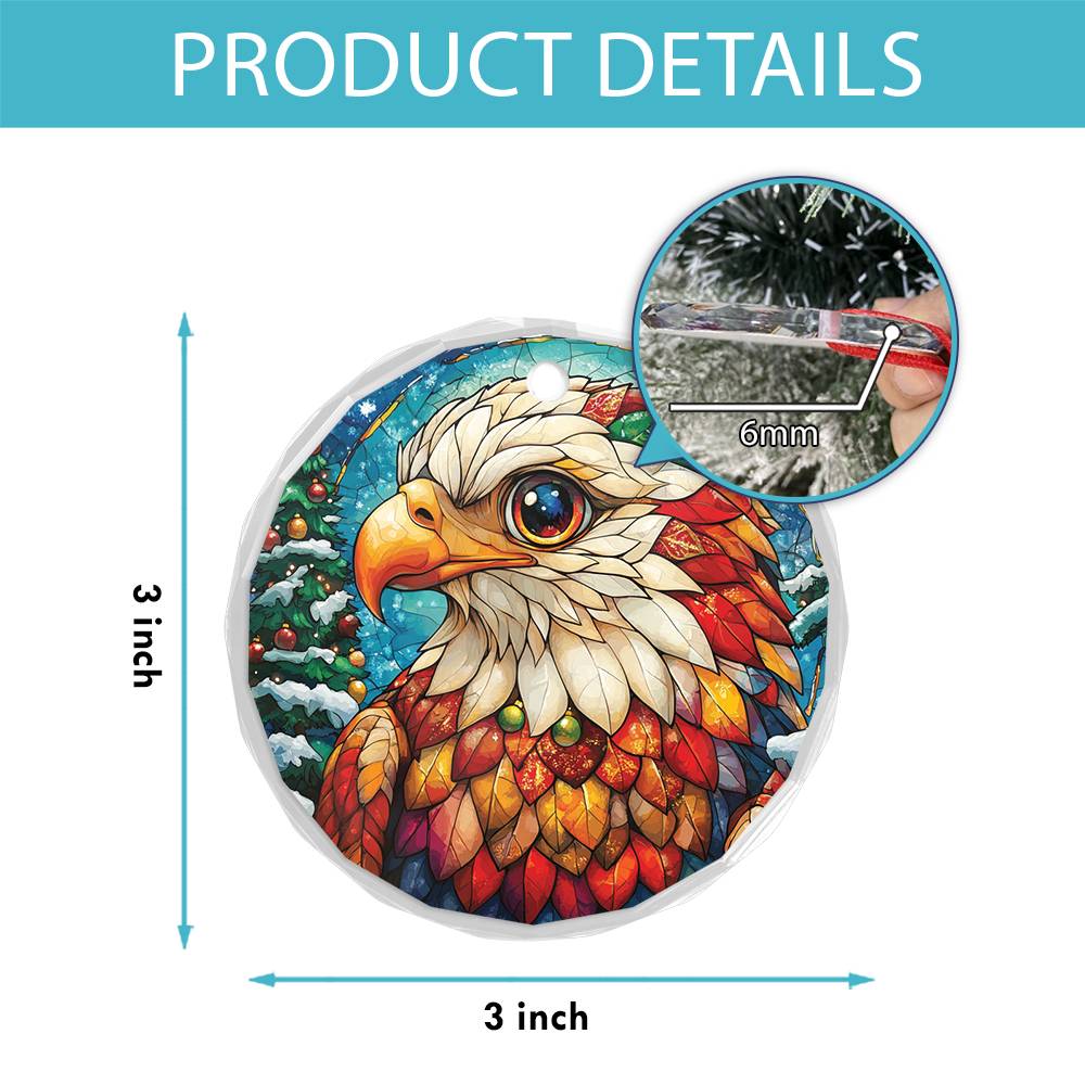 Beautiful Eagle Christmas Night Design 4 Glass Ornament