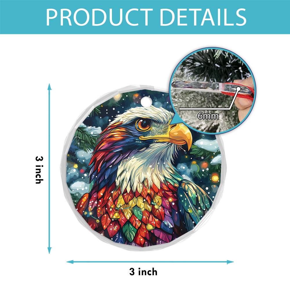 Beautiful Eagle Christmas Night Design 2 Glass Ornament