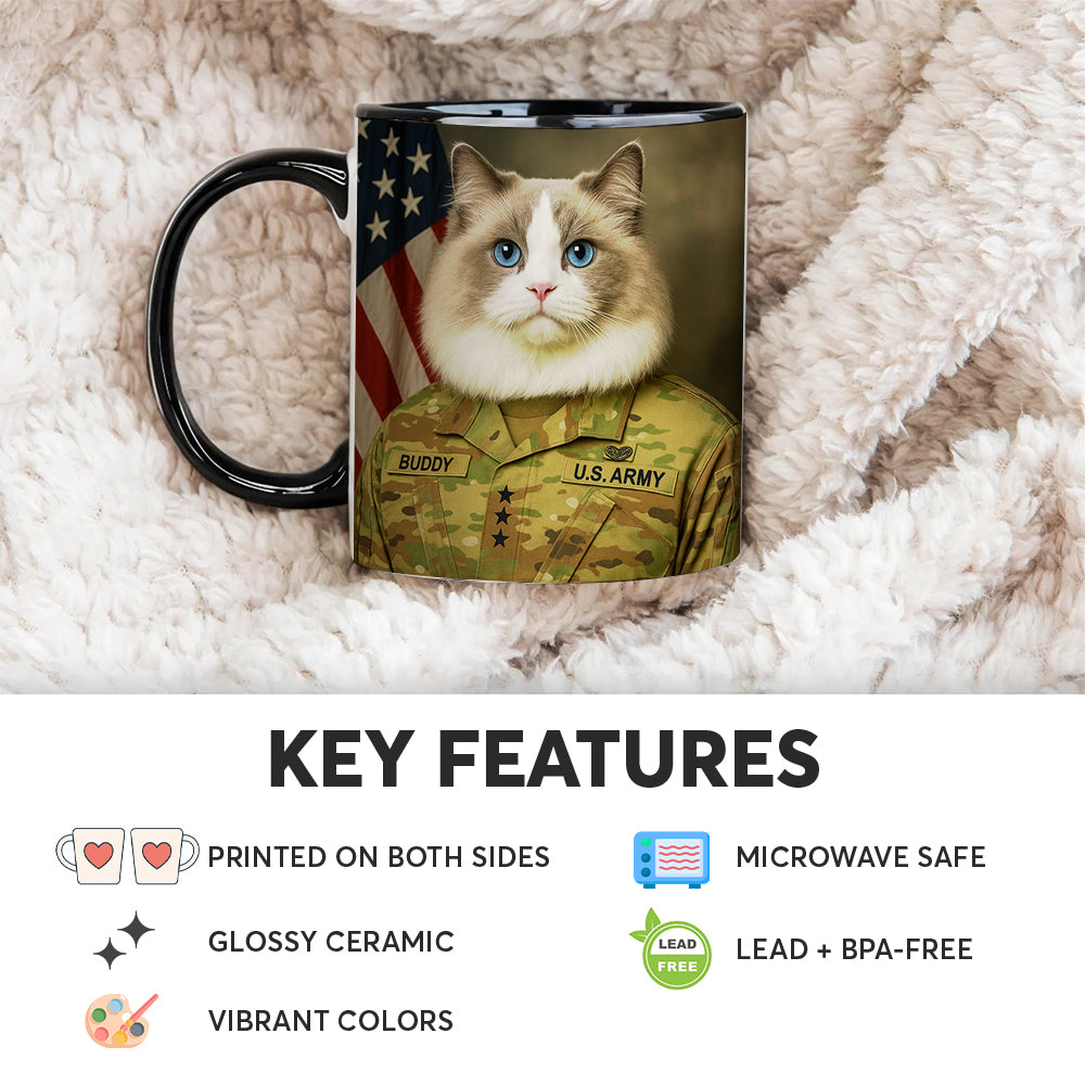 Custom Cat Photo Us Army Mug _ Gift For Cat Lovers