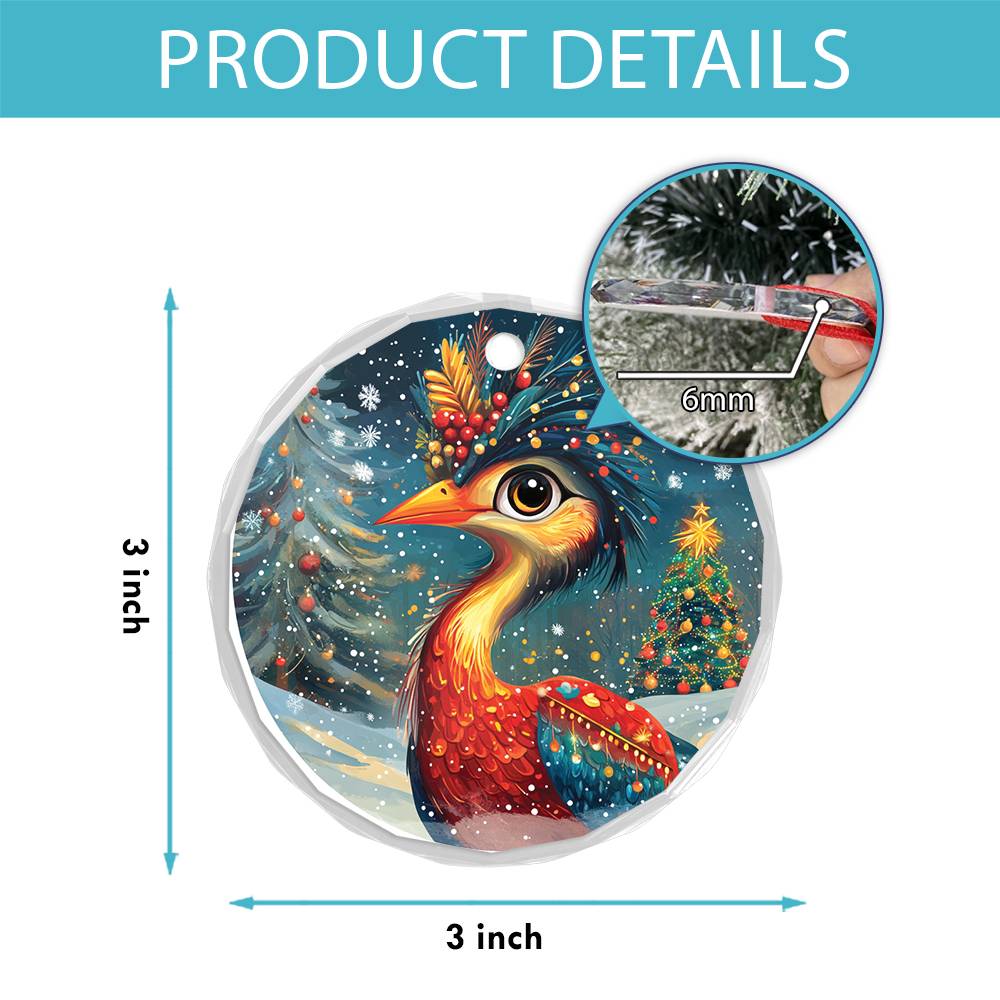 Beautiful Heron Christmas Night Design 3 Glass Ornament