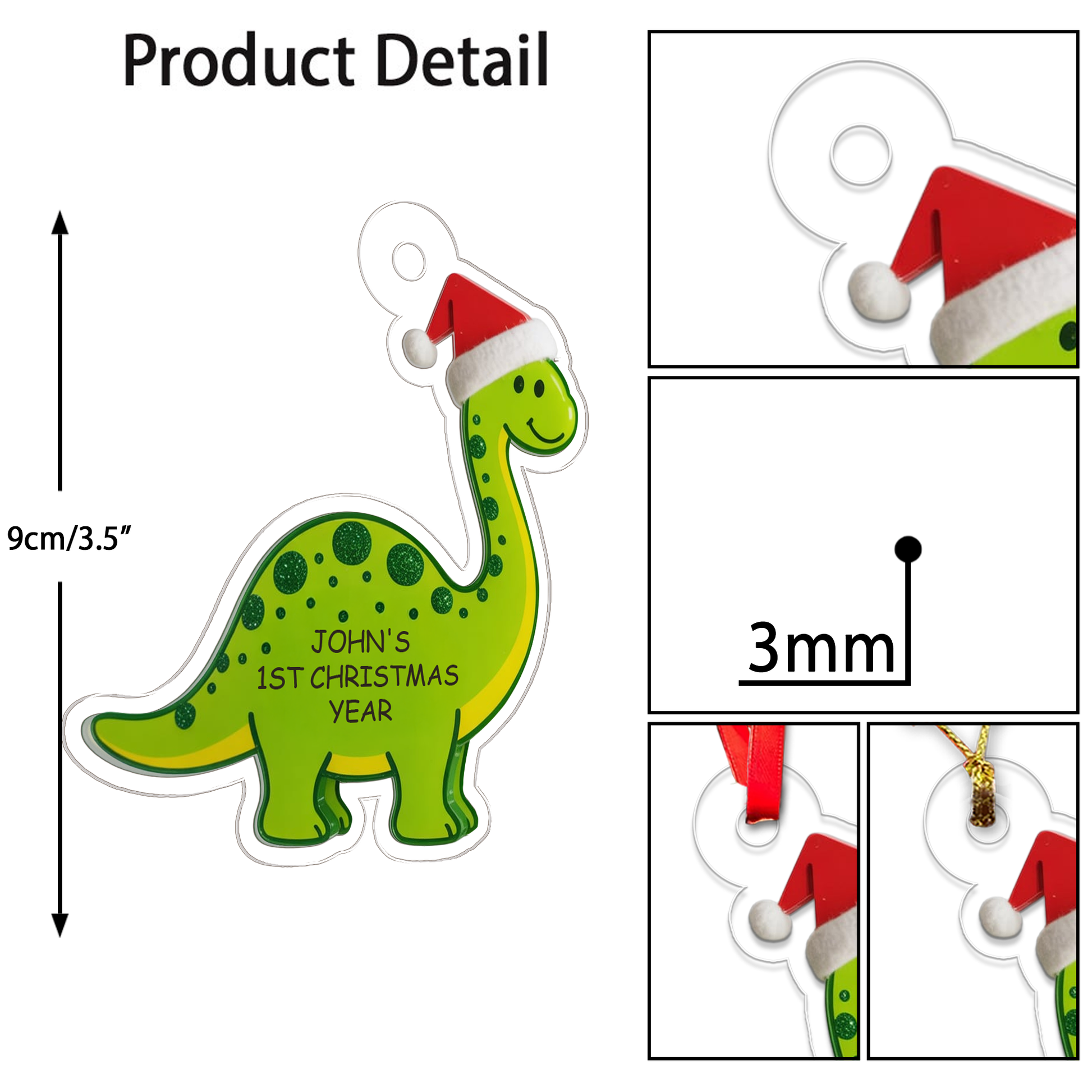Personalized Dinosaur Baby's 1st Christmas Ornament, Christmas Decor, Baby's First Christmas Ornament Dinosaur for Boy, Gift for Baby