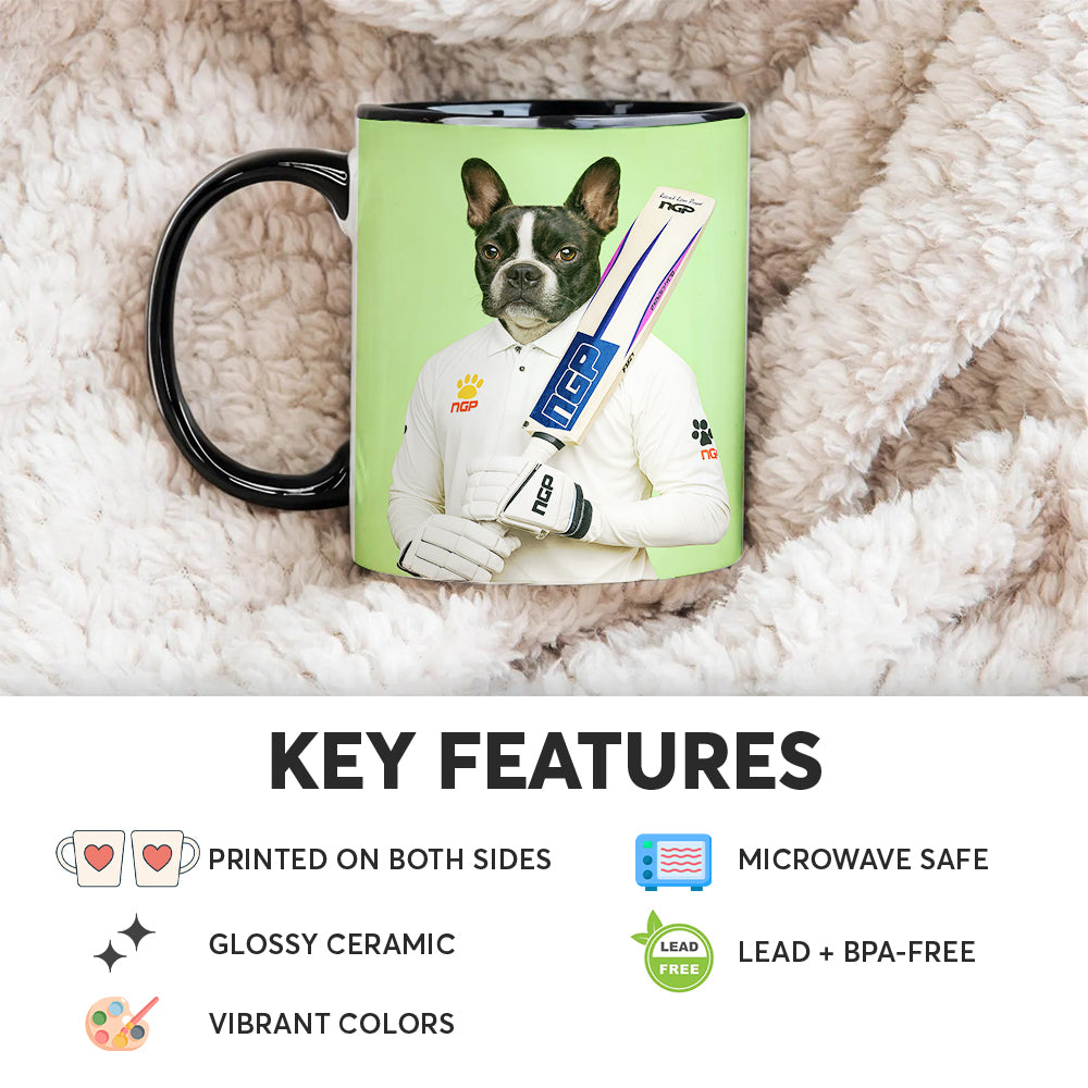 Custom Photo Cricketer Dog Mug Gift For Dog Lovers